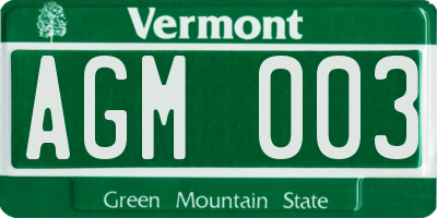 VT license plate AGM003