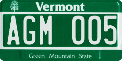VT license plate AGM005