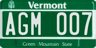 VT license plate AGM007