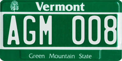 VT license plate AGM008
