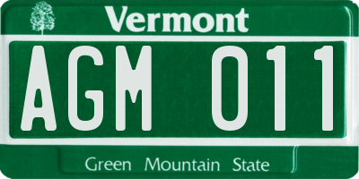 VT license plate AGM011