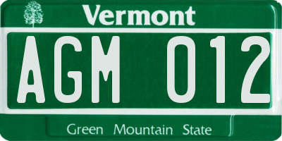 VT license plate AGM012