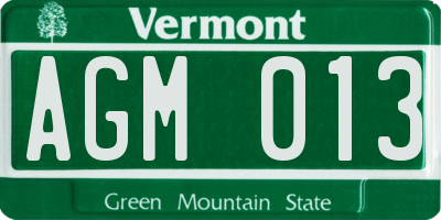 VT license plate AGM013