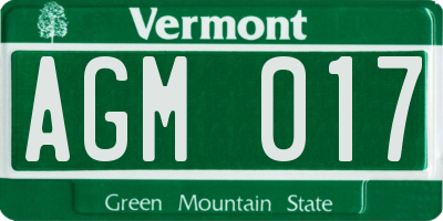 VT license plate AGM017