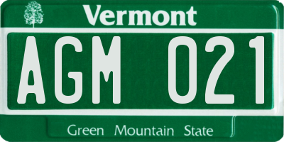 VT license plate AGM021