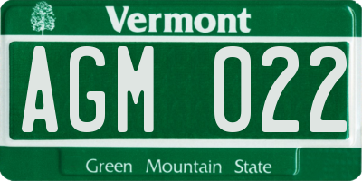 VT license plate AGM022