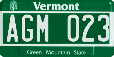 VT license plate AGM023