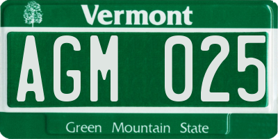 VT license plate AGM025