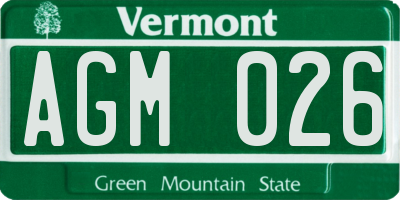 VT license plate AGM026