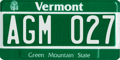 VT license plate AGM027