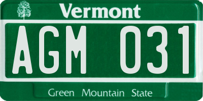 VT license plate AGM031