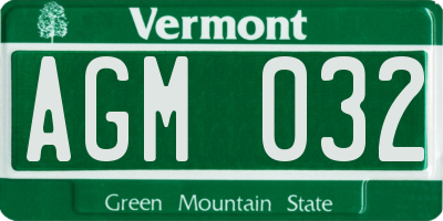 VT license plate AGM032