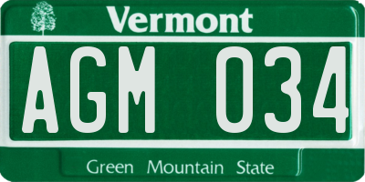 VT license plate AGM034