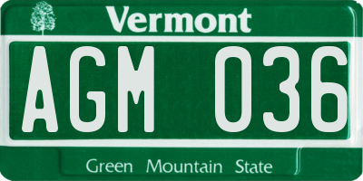 VT license plate AGM036