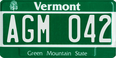 VT license plate AGM042