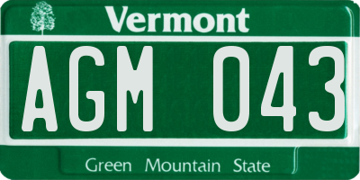 VT license plate AGM043