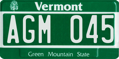 VT license plate AGM045