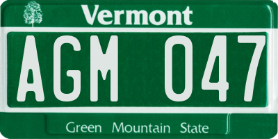VT license plate AGM047