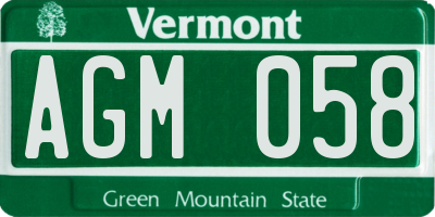 VT license plate AGM058