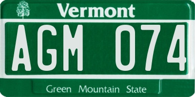 VT license plate AGM074