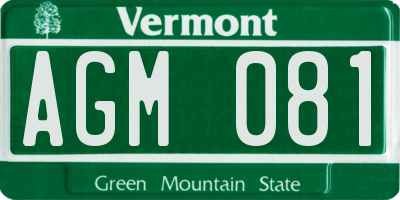 VT license plate AGM081
