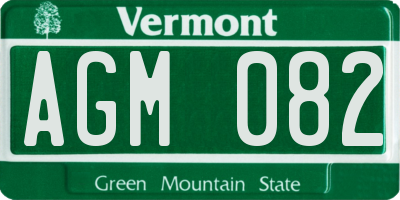 VT license plate AGM082