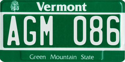 VT license plate AGM086