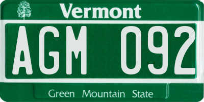 VT license plate AGM092