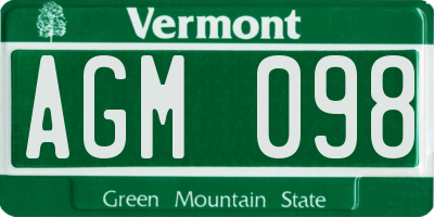 VT license plate AGM098