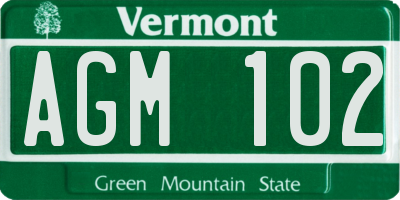 VT license plate AGM102