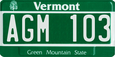 VT license plate AGM103