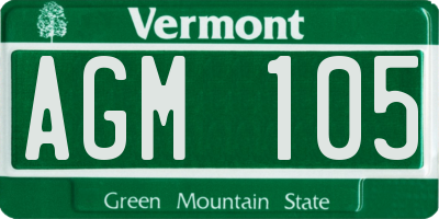 VT license plate AGM105