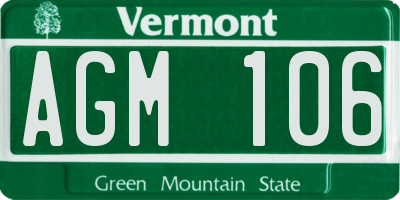 VT license plate AGM106