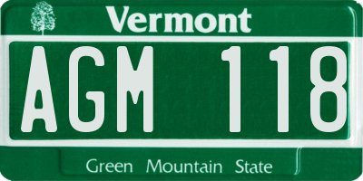 VT license plate AGM118