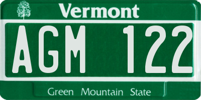 VT license plate AGM122