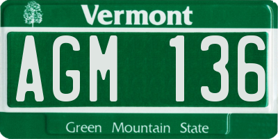VT license plate AGM136