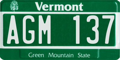 VT license plate AGM137