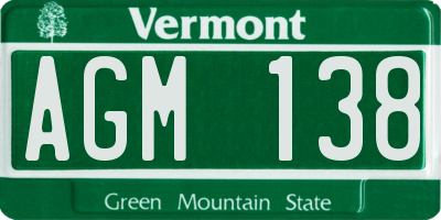 VT license plate AGM138