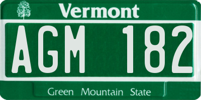 VT license plate AGM182