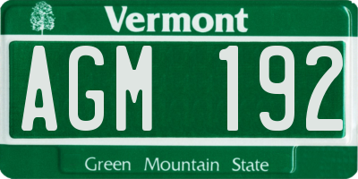 VT license plate AGM192
