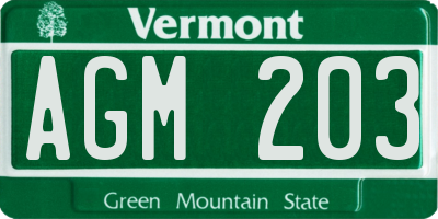 VT license plate AGM203