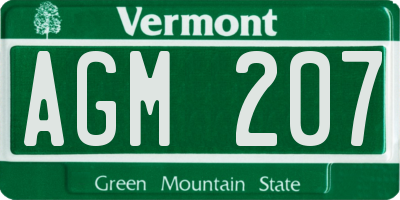 VT license plate AGM207