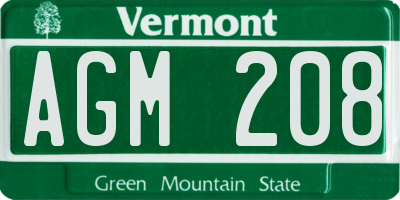 VT license plate AGM208