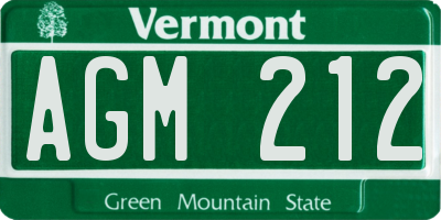 VT license plate AGM212