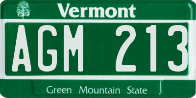 VT license plate AGM213