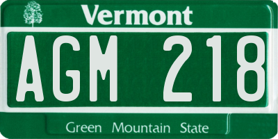 VT license plate AGM218