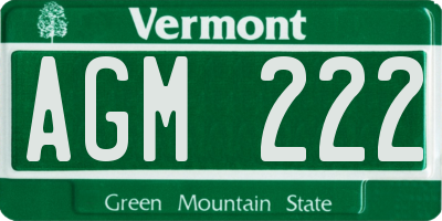 VT license plate AGM222