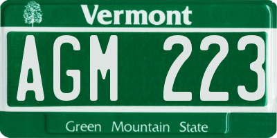 VT license plate AGM223