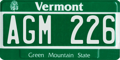 VT license plate AGM226