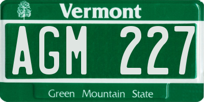VT license plate AGM227